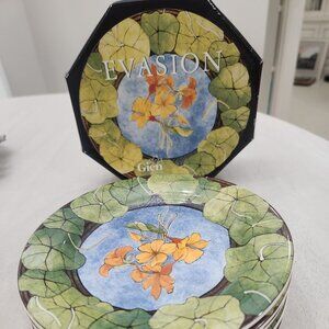 Gien France Evasion Canape Appetizer Plates Set of 6